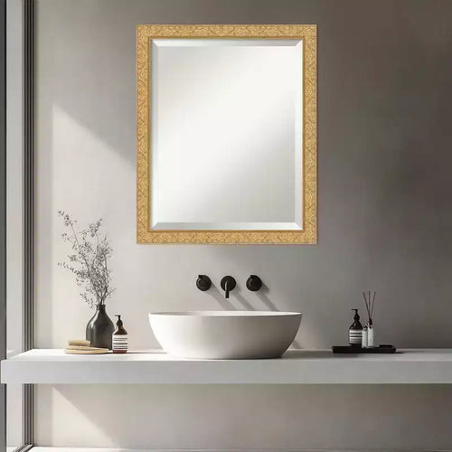 Amanti Art Lila Beveled Wood Framed Bathroom Vanity Wall Mirror