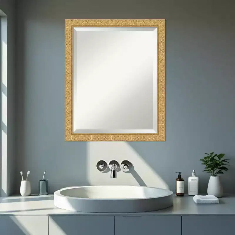 Amanti Art Lila Beveled Wood Framed Bathroom Vanity Wall Mirror