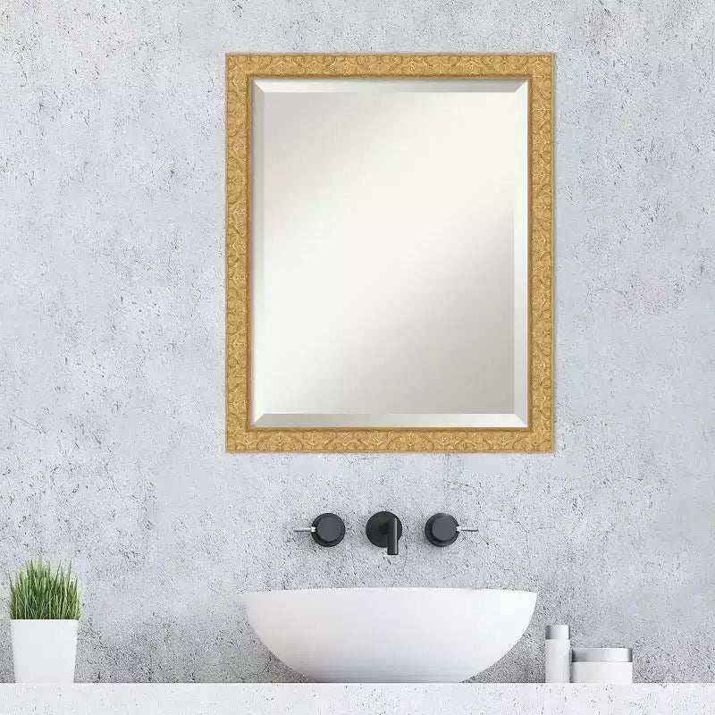 Amanti Art Lila Beveled Wood Framed Bathroom Vanity Wall Mirror