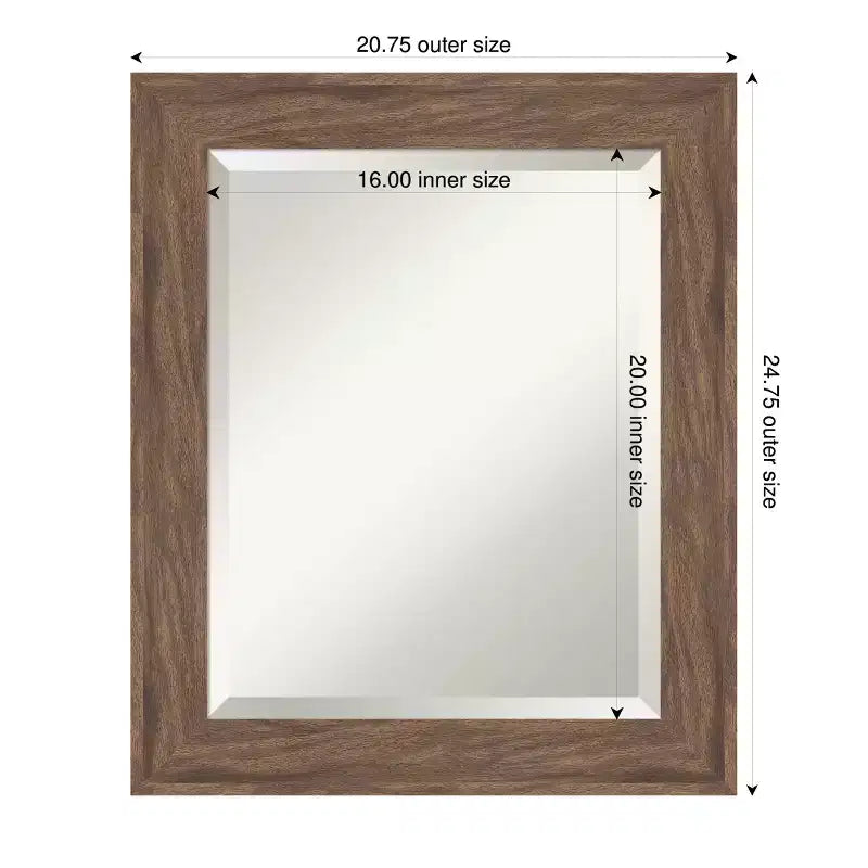 Amanti Art Pia Medium Brown Beveled Framed Bathroom Vanity Wall Mirror