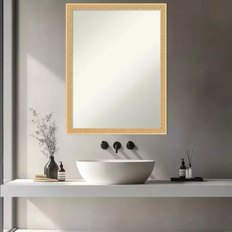Amanti Art Bethany Non-Beveled Wood Framed Bathroom Vanity Wall Mirror