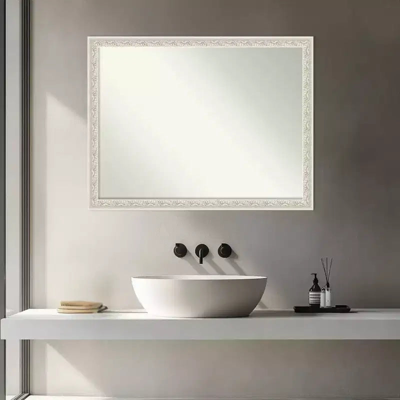 Amanti Art Bethany Non-Beveled Wood Framed Bathroom Vanity Wall Mirror