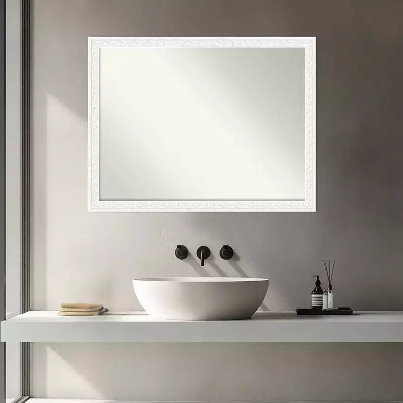 Amanti Art Bethany Non-Beveled Wood Framed Bathroom Vanity Wall Mirror
