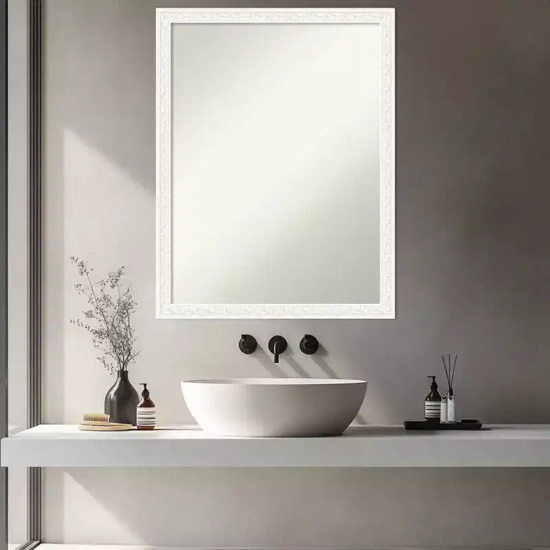 Amanti Art Bethany Non-Beveled Wood Framed Bathroom Vanity Wall Mirror