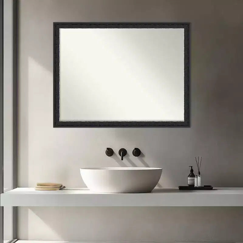 Amanti Art Bethany Non-Beveled Wood Framed Bathroom Vanity Wall Mirror