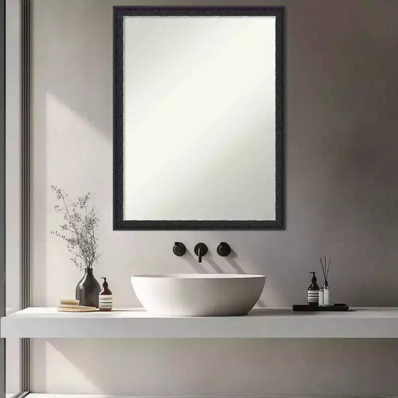 Amanti Art Bethany Non-Beveled Wood Framed Bathroom Vanity Wall Mirror
