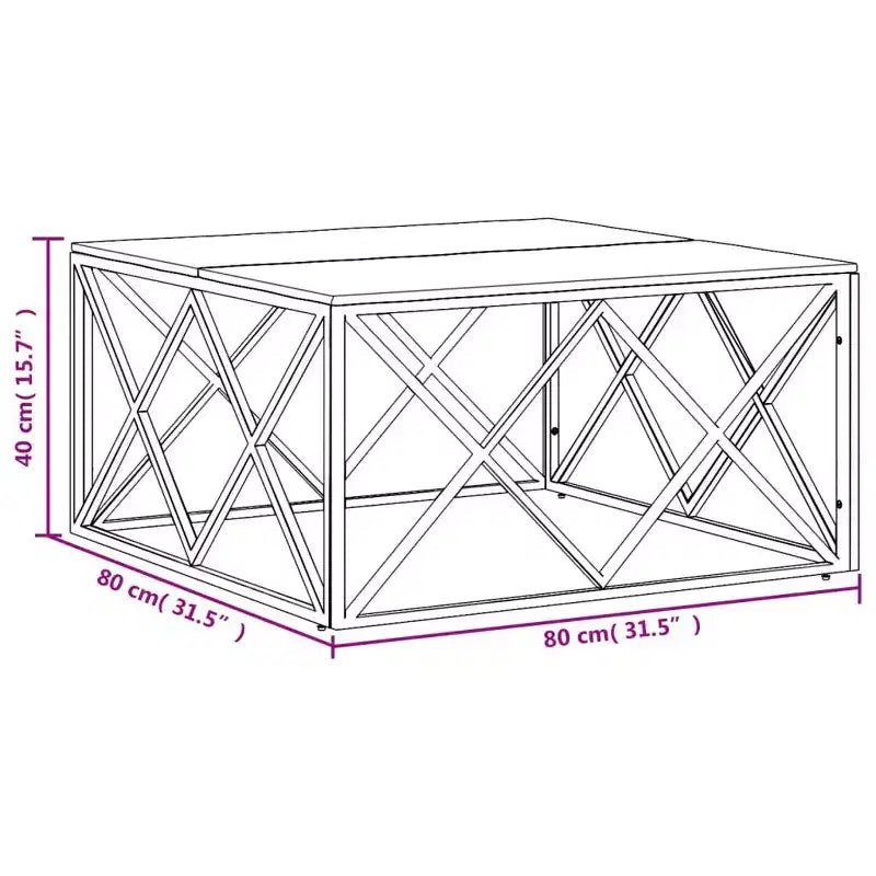 vidaXL Coffee Table Accent Side End Table for Living Room Stainless Steel - Silver and Light Brown Wood