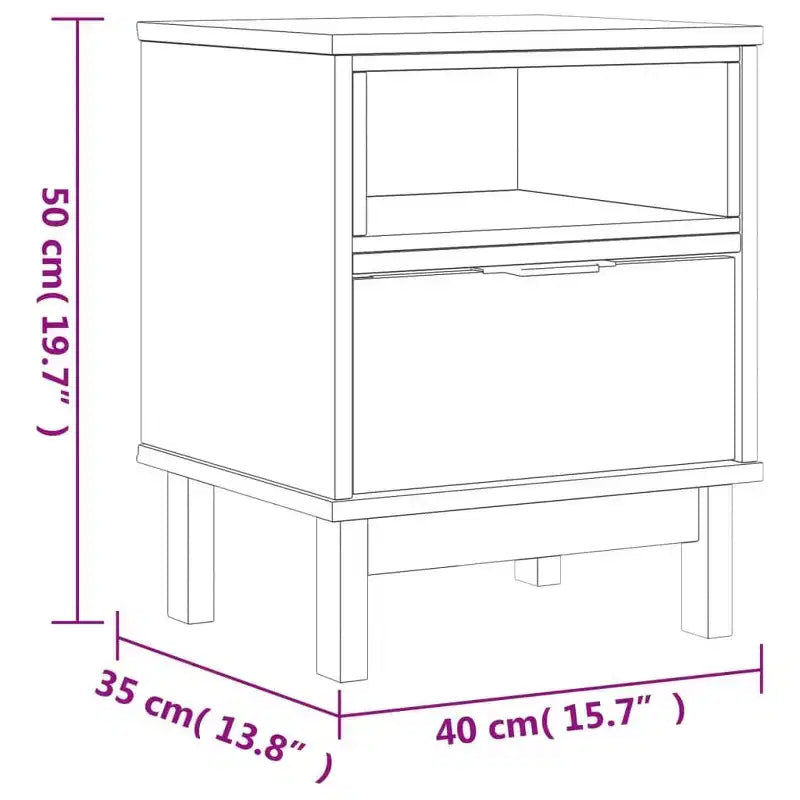 vidaXL Bedside Cabinet FLAM 15.7x13.8x19.7 Solid Wood Pine
