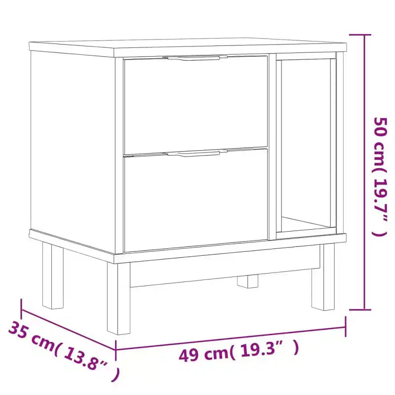 vidaXL Bedside Cabinet FLAM 19.3x13.8x19.7 Solid Wood Pine
