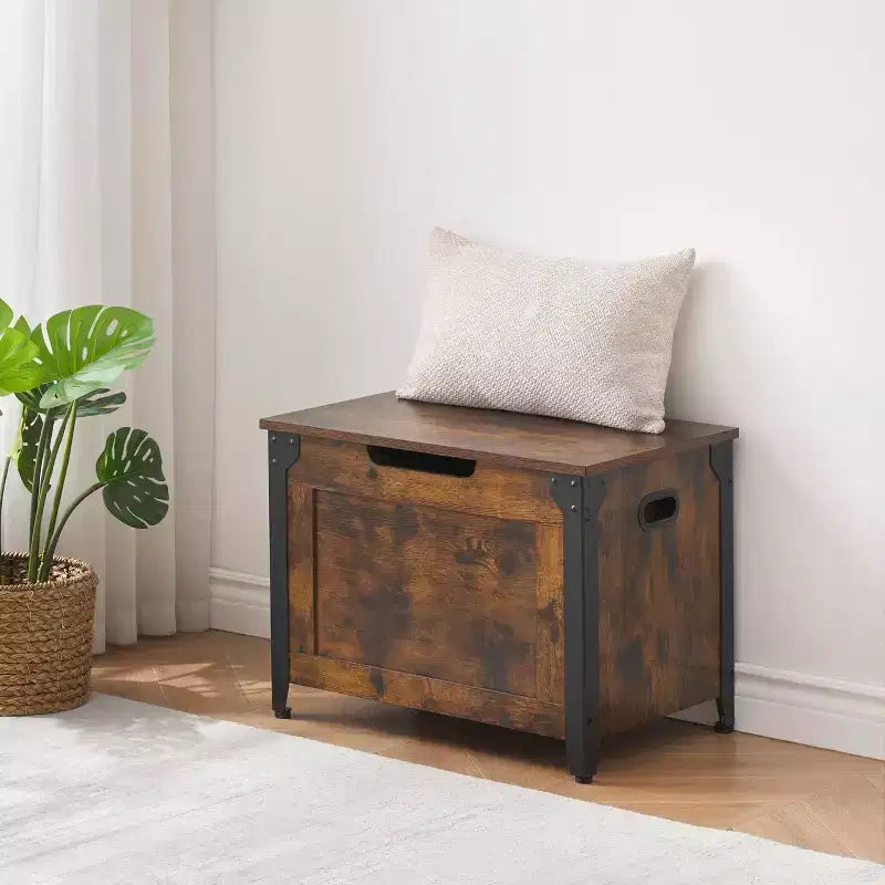 Storage Bench with Lid, Toy Box with Safety Hinge for Children's Room and Bedroom