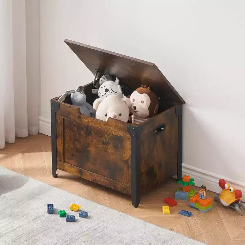 Storage Bench with Lid, Toy Box with Safety Hinge for Children's Room and Bedroom