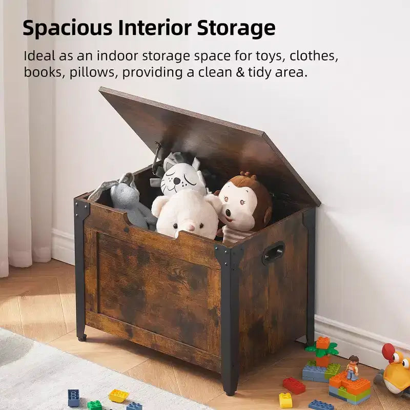 Storage Bench with Lid, Toy Box with Safety Hinge for Children's Room and Bedroom