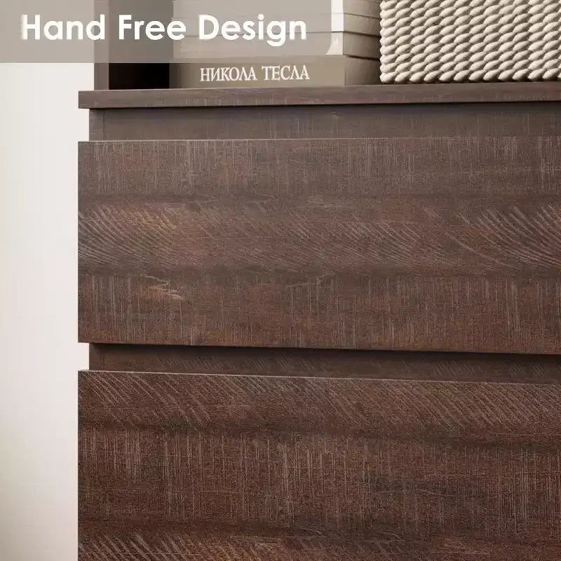 COZONY 70 Tall Bookcase with Drawers, Deep Wooden Bookshelf Storage Cabinet Organizer, Farmhouse Style, Home Office/Living Room, Brown