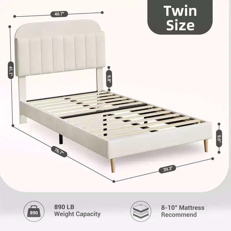 Upholstered Velvet Platform Bed Frame with Bookcase Headboard, Bed with Steel Support Legs, Noise-Free, Easy Assembly, Mattress Foundation