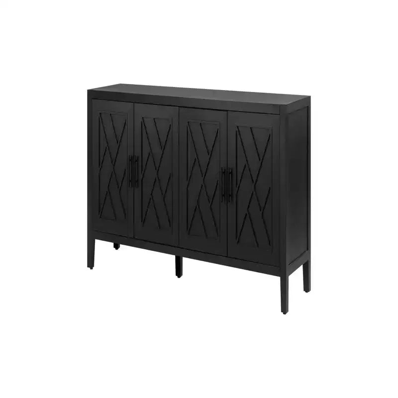 CuisinSmart 60'' Sideboard Buffet Cabinet, Vintage Wooden Sideboard Storage Cabinet with 4 Doors&Adjustable Shelf, Accent Cabinet for Living Room