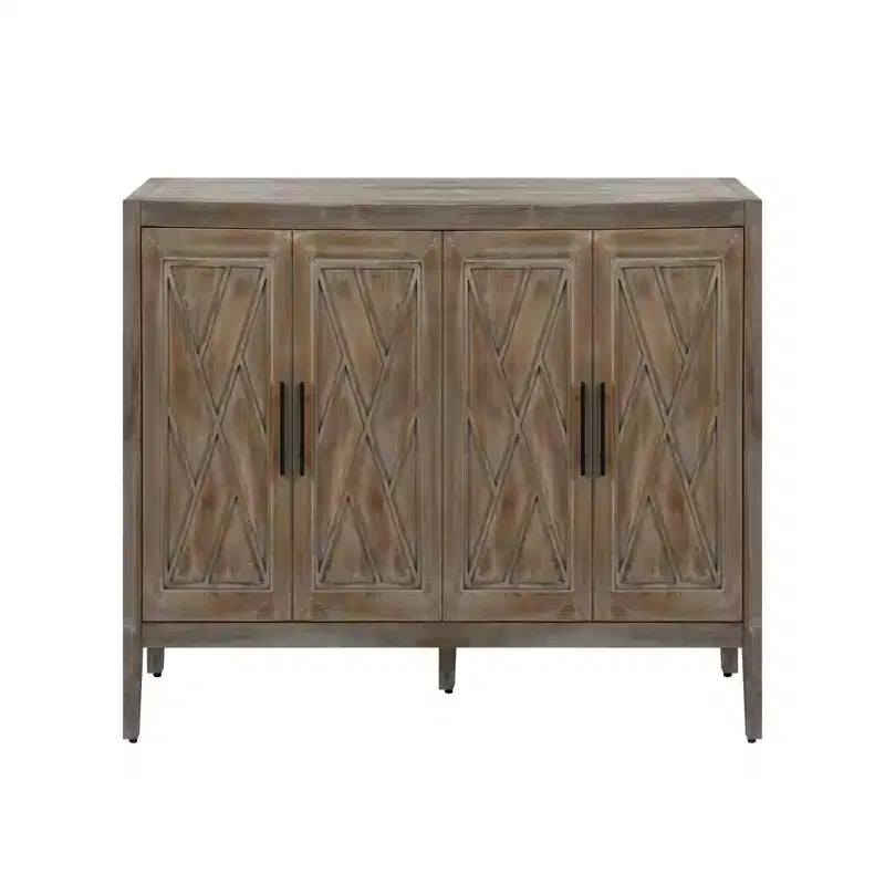 CuisinSmart 60'' Sideboard Buffet Cabinet, Vintage Wooden Sideboard Storage Cabinet with 4 Doors&Adjustable Shelf, Accent Cabinet for Living Room