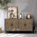 CuisinSmart 60'' Sideboard Buffet Cabinet, Vintage Wooden Sideboard Storage Cabinet with 4 Doors&Adjustable Shelf, Accent Cabinet for Living Room