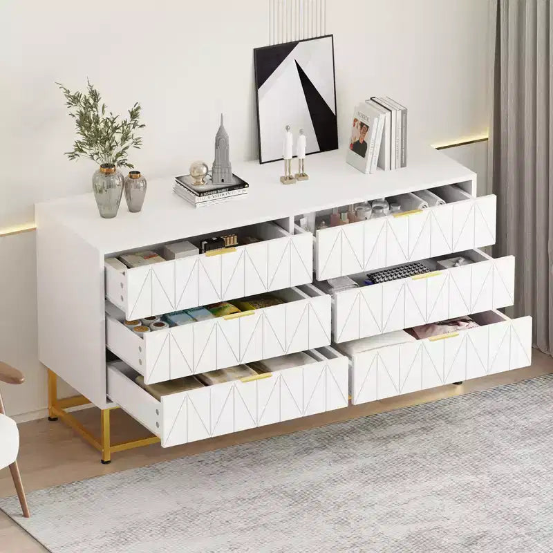 Modern Chests of Drawers 6-Drawer Fabric Dresser,Compact Storage Chest for Bedroom, Narrow Nightstand End Table