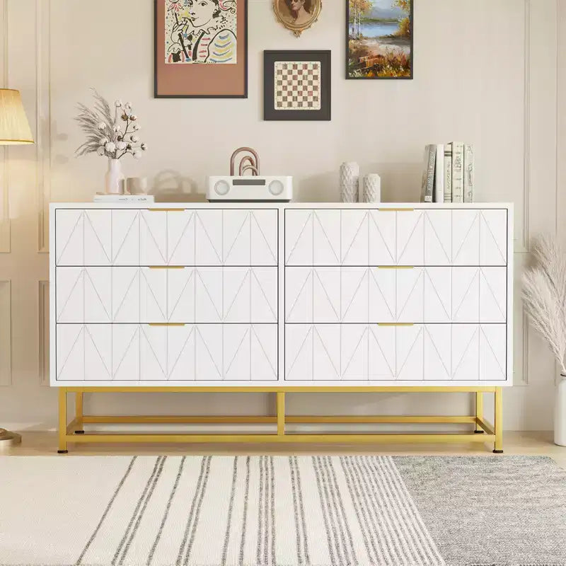 Modern Chests of Drawers 6-Drawer Fabric Dresser,Compact Storage Chest for Bedroom, Narrow Nightstand End Table