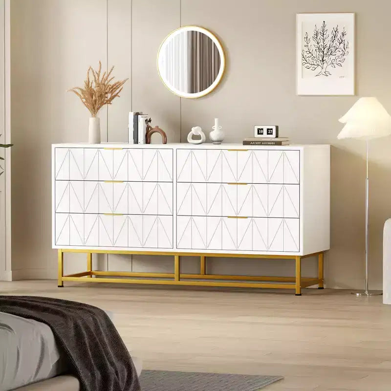 Modern Chests of Drawers 6-Drawer Fabric Dresser,Compact Storage Chest for Bedroom, Narrow Nightstand End Table