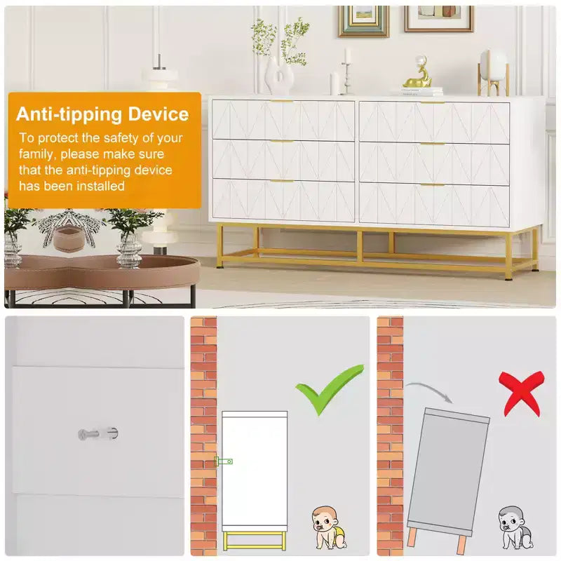 Modern Chests of Drawers 6-Drawer Fabric Dresser,Compact Storage Chest for Bedroom, Narrow Nightstand End Table