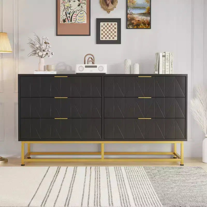 Modern Chests of Drawers 6-Drawer Fabric Dresser,Compact Storage Chest for Bedroom, Narrow Nightstand End Table