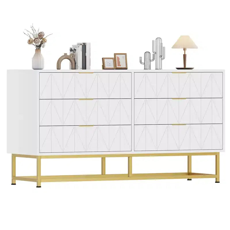 Modern Chests of Drawers 6-Drawer Fabric Dresser,Compact Storage Chest for Bedroom, Narrow Nightstand End Table