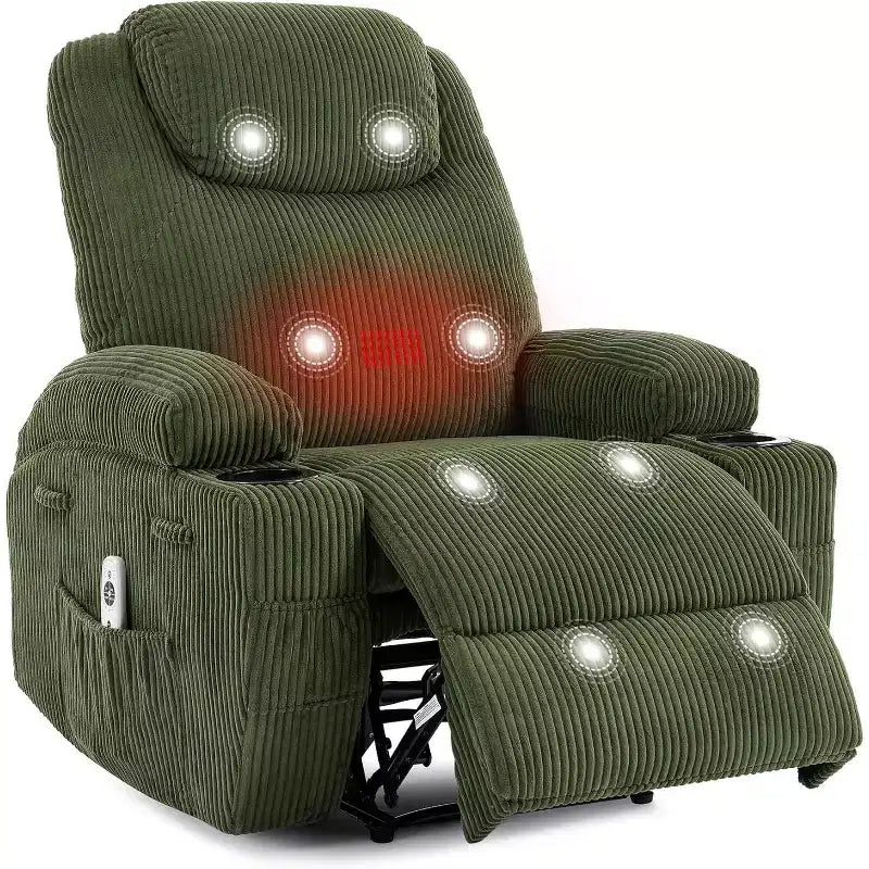 Comfy Corduroy Recliner Chair, Adjustable Design, 2 Side Pockets & Tool-Free Setup, 360 Swivel Rocking Recliner Chair, for Living Room, Bedroom