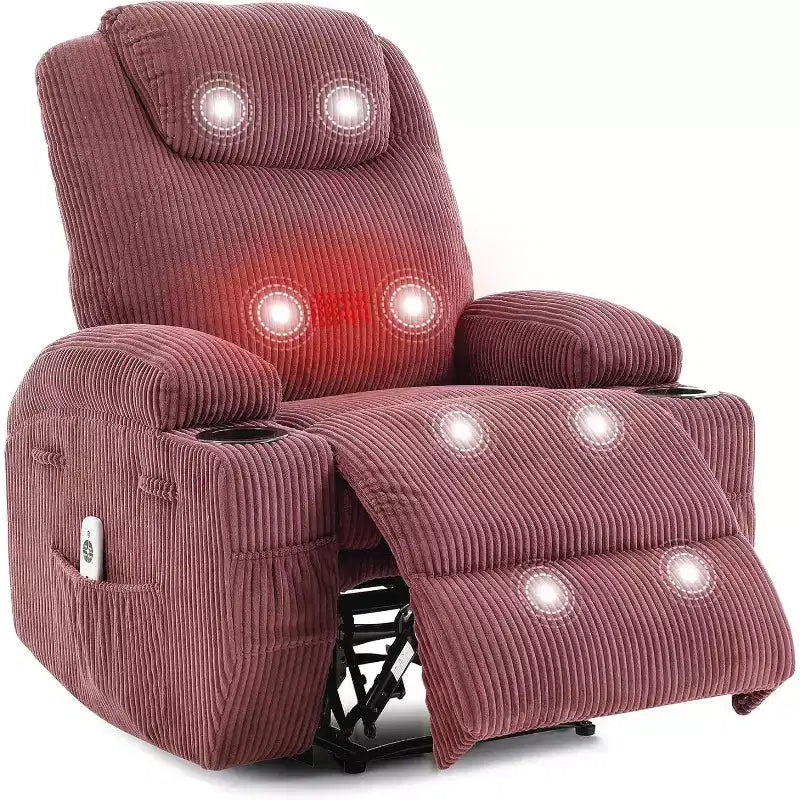 Comfy Corduroy Recliner Chair, Adjustable Design, 2 Side Pockets & Tool-Free Setup, 360 Swivel Rocking Recliner Chair, for Living Room, Bedroom