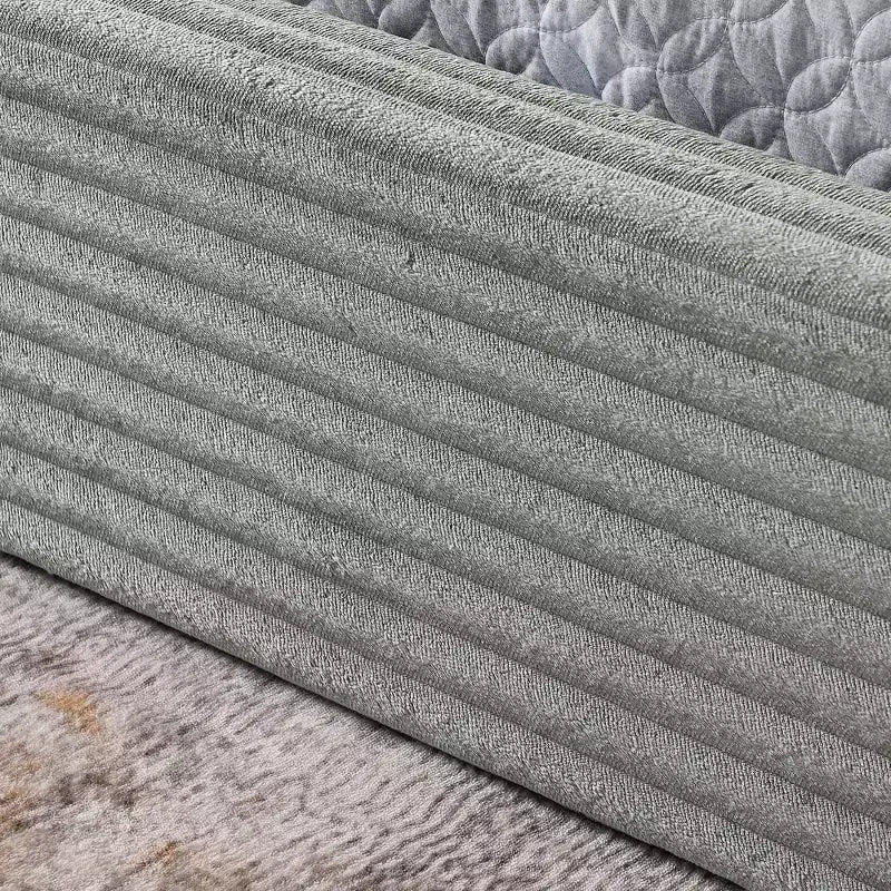 Queen Size Upholstered Bed Frame Grounded Platform Bed with Curved Headboard, Velvet - ModernLuxe