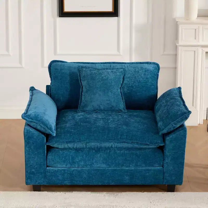 CLIHOME Cloud Sofa Single Seat, Modern Sectional Couch, Comfy Double Layer Upholstered Seat Cushion, Breathable Chenille Fabric