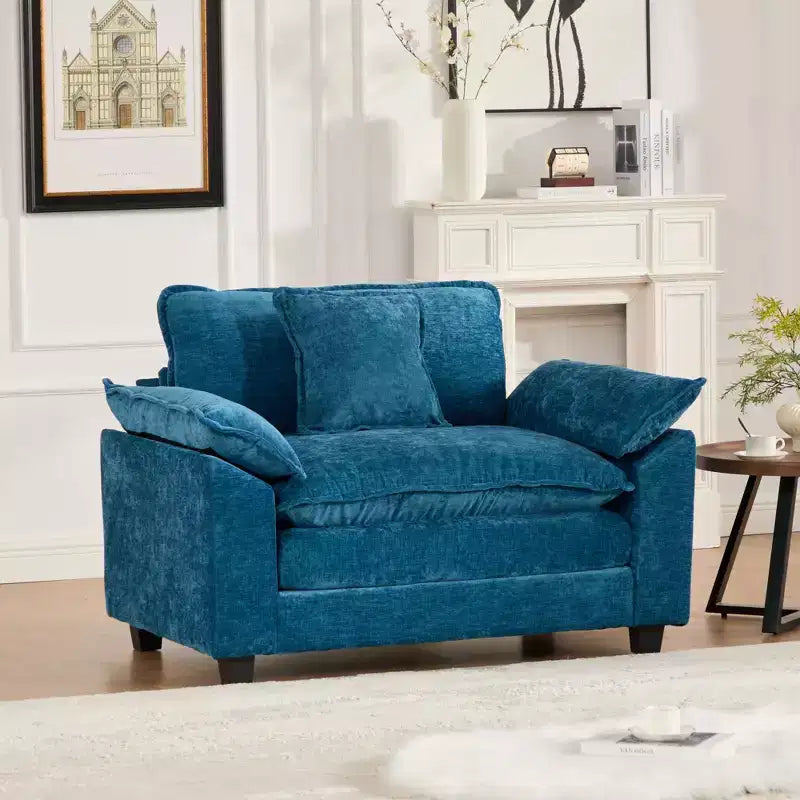 CLIHOME Cloud Sofa Single Seat, Modern Sectional Couch, Comfy Double Layer Upholstered Seat Cushion, Breathable Chenille Fabric