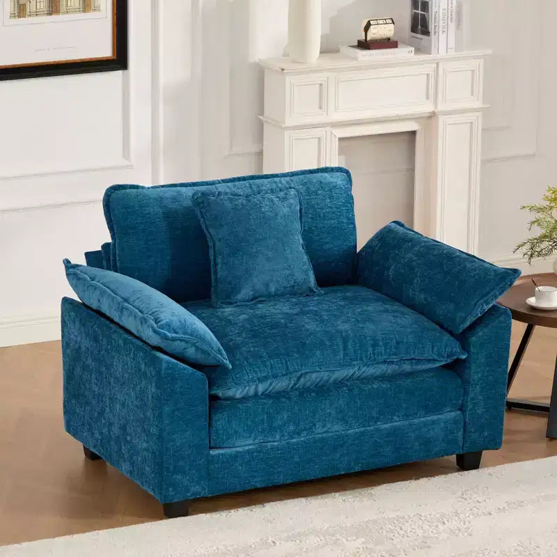 CLIHOME Cloud Sofa Single Seat, Modern Sectional Couch, Comfy Double Layer Upholstered Seat Cushion, Breathable Chenille Fabric