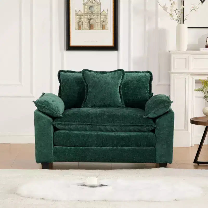 CLIHOME Cloud Sofa Single Seat, Modern Sectional Couch, Comfy Double Layer Upholstered Seat Cushion, Breathable Chenille Fabric