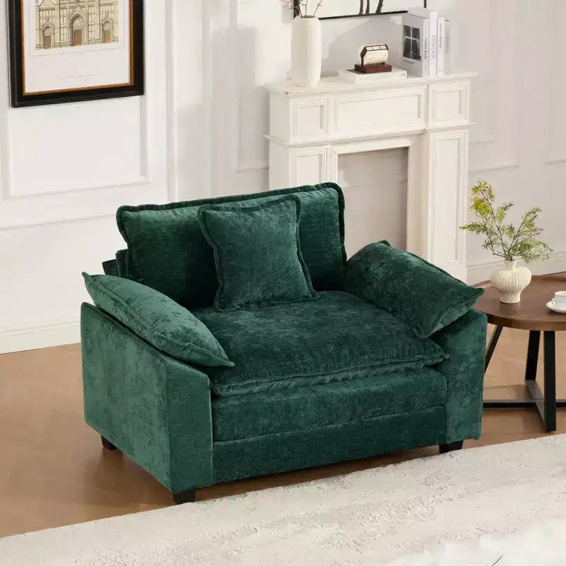 CLIHOME Cloud Sofa Single Seat, Modern Sectional Couch, Comfy Double Layer Upholstered Seat Cushion, Breathable Chenille Fabric