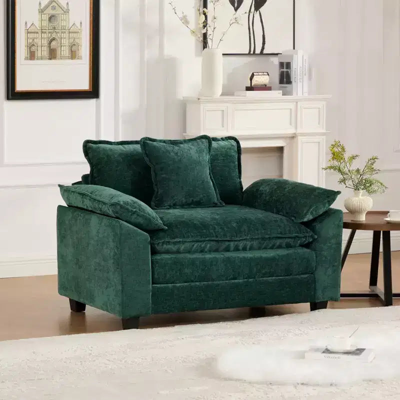 CLIHOME Cloud Sofa Single Seat, Modern Sectional Couch, Comfy Double Layer Upholstered Seat Cushion, Breathable Chenille Fabric