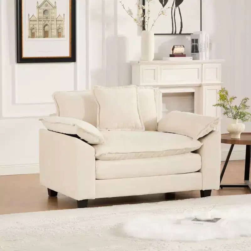 CLIHOME Cloud Sofa Single Seat, Modern Sectional Couch, Comfy Double Layer Upholstered Seat Cushion, Breathable Chenille Fabric