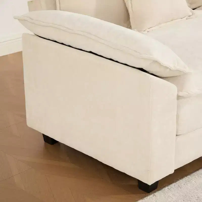 CLIHOME Cloud Sofa Single Seat, Modern Sectional Couch, Comfy Double Layer Upholstered Seat Cushion, Breathable Chenille Fabric