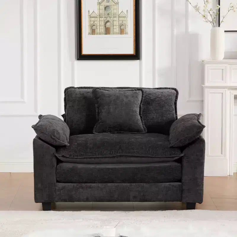 CLIHOME Cloud Sofa Single Seat, Modern Sectional Couch, Comfy Double Layer Upholstered Seat Cushion, Breathable Chenille Fabric