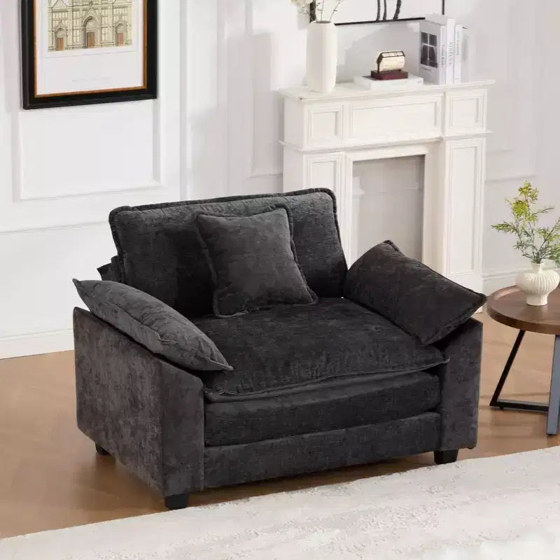 CLIHOME Cloud Sofa Single Seat, Modern Sectional Couch, Comfy Double Layer Upholstered Seat Cushion, Breathable Chenille Fabric