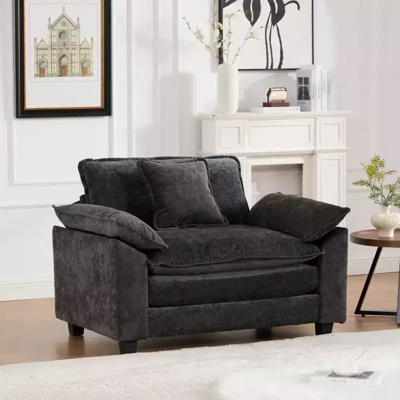 CLIHOME Cloud Sofa Single Seat, Modern Sectional Couch, Comfy Double Layer Upholstered Seat Cushion, Breathable Chenille Fabric