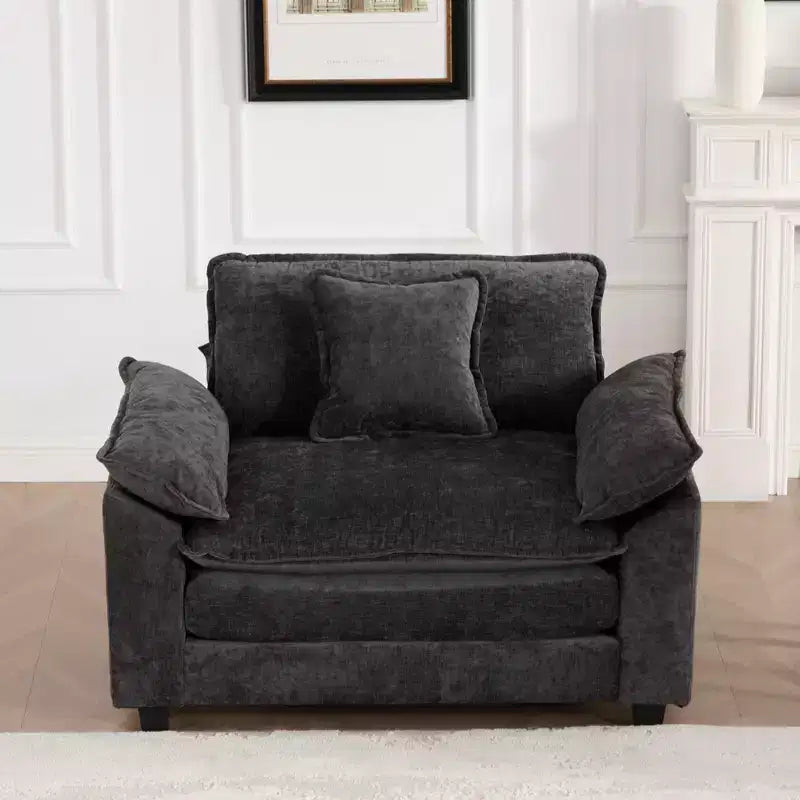 CLIHOME Cloud Sofa Single Seat, Modern Sectional Couch, Comfy Double Layer Upholstered Seat Cushion, Breathable Chenille Fabric