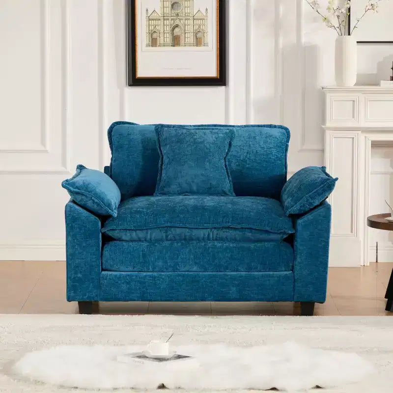 CLIHOME Cloud Sofa Single Seat, Modern Sectional Couch, Comfy Double Layer Upholstered Seat Cushion, Breathable Chenille Fabric