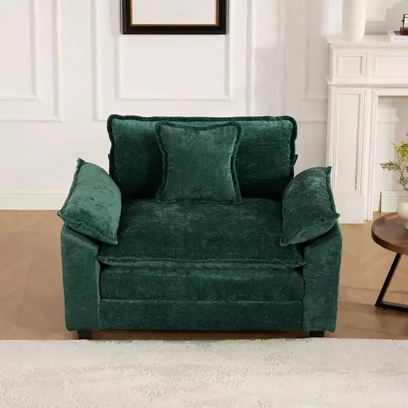 CLIHOME Cloud Sofa Single Seat, Modern Sectional Couch, Comfy Double Layer Upholstered Seat Cushion, Breathable Chenille Fabric