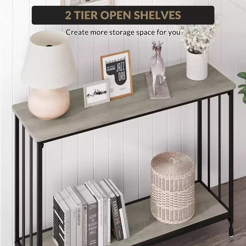33.5 Console Table, Sofa Tables Narrow Entryway Table, Industrial Hallway Table, Behind Couch Table, for Living Room, Bedroom
