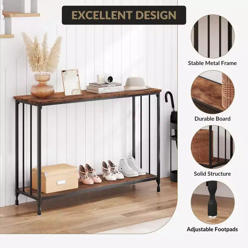 33.5 Console Table, Sofa Tables Narrow Entryway Table, Industrial Hallway Table, Behind Couch Table, for Living Room, Bedroom