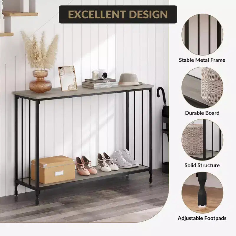33.5 Console Table, Sofa Tables Narrow Entryway Table, Industrial Hallway Table, Behind Couch Table, for Living Room, Bedroom