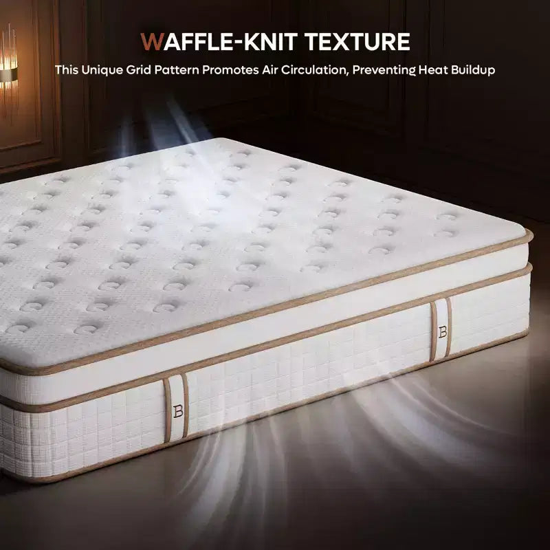 12 inch Full Size Tencel Medium Hybrid Mattress, Plush Layer and Cooling Gel Memory Foam Mattress in a Box
