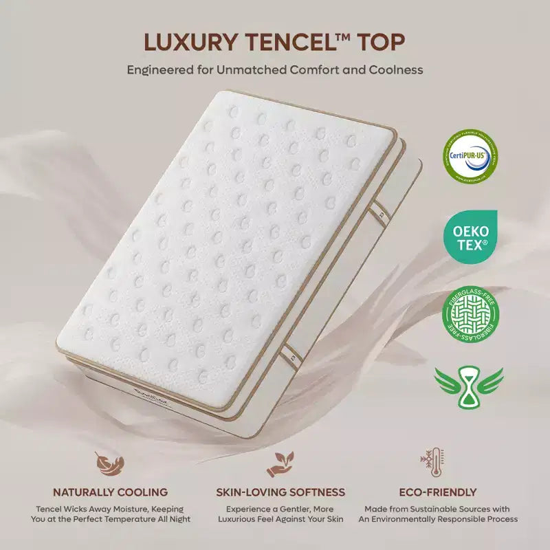 12 inch Full Size Tencel Medium Hybrid Mattress, Plush Layer and Cooling Gel Memory Foam Mattress in a Box
