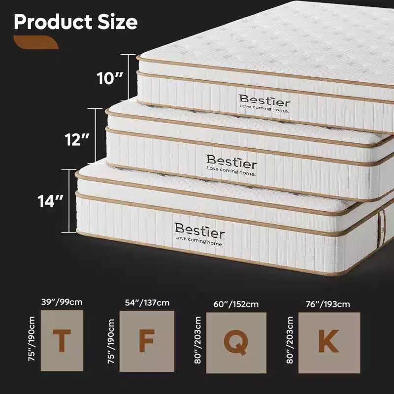 12 inch Full Size Tencel Medium Hybrid Mattress, Plush Layer and Cooling Gel Memory Foam Mattress in a Box